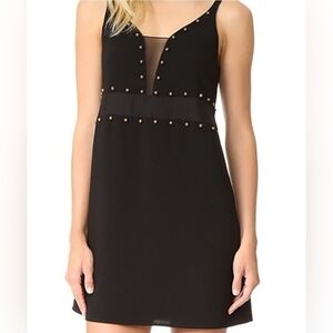 Cinq‎ á Sept Carina 100% Silk Women's Mini Black Studded dress Size 4